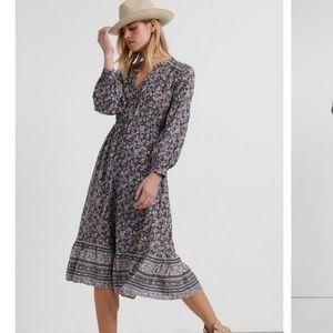 Lucky Brand Long Sleeve Floral MIDI Dress